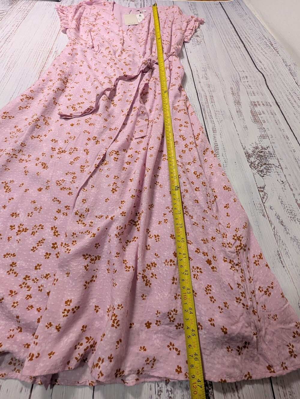 Joie Lavender Floral Wrap Midi Dress Ruffle Sleeve Small - Picture 15 of 16
